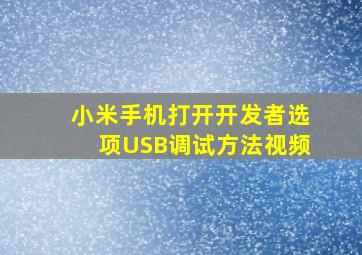 小米手机打开开发者选项USB调试方法视频