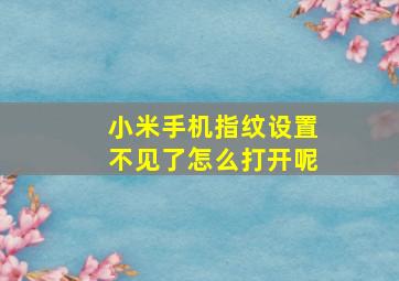 小米手机指纹设置不见了怎么打开呢