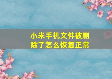 小米手机文件被删除了怎么恢复正常