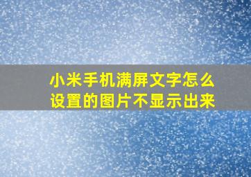 小米手机满屏文字怎么设置的图片不显示出来