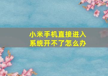 小米手机直接进入系统开不了怎么办