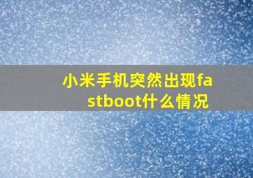 小米手机突然出现fastboot什么情况