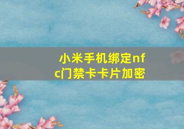 小米手机绑定nfc门禁卡卡片加密