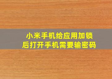 小米手机给应用加锁后打开手机需要输密码