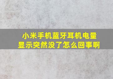 小米手机蓝牙耳机电量显示突然没了怎么回事啊