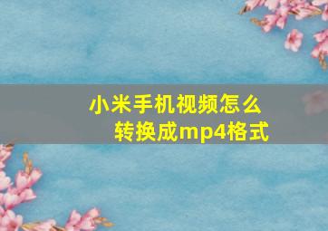 小米手机视频怎么转换成mp4格式