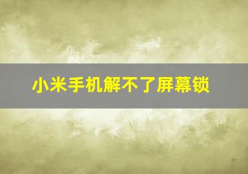 小米手机解不了屏幕锁