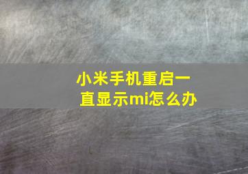 小米手机重启一直显示mi怎么办