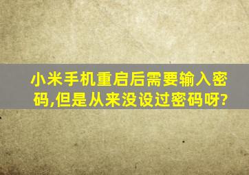 小米手机重启后需要输入密码,但是从来没设过密码呀?