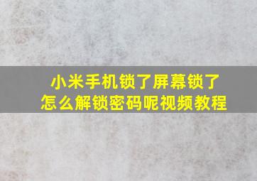 小米手机锁了屏幕锁了怎么解锁密码呢视频教程