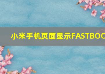 小米手机页面显示FASTBOOT