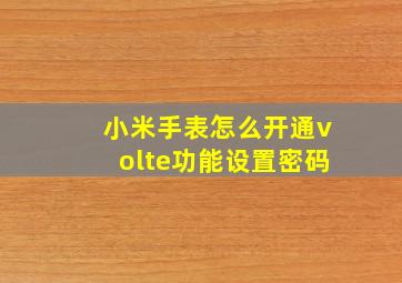 小米手表怎么开通volte功能设置密码