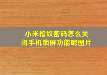 小米指纹密码怎么关闭手机锁屏功能呢图片