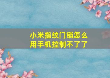 小米指纹门锁怎么用手机控制不了了