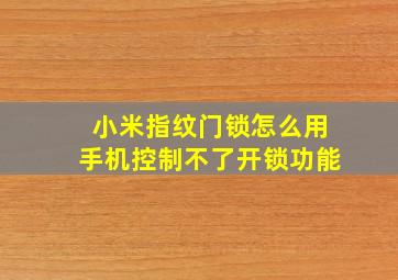 小米指纹门锁怎么用手机控制不了开锁功能