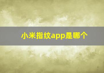 小米指纹app是哪个