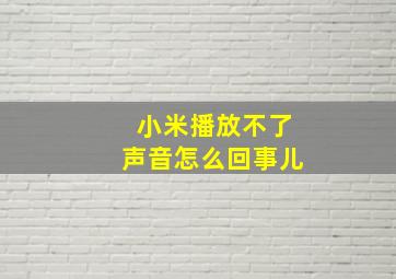 小米播放不了声音怎么回事儿