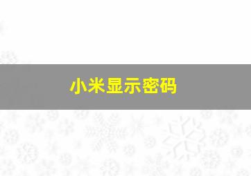 小米显示密码