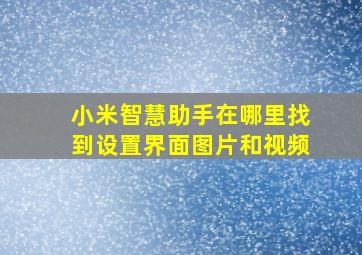 小米智慧助手在哪里找到设置界面图片和视频