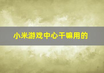 小米游戏中心干嘛用的