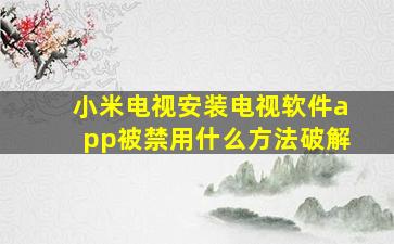 小米电视安装电视软件app被禁用什么方法破解