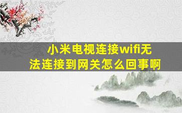 小米电视连接wifi无法连接到网关怎么回事啊