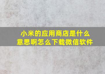 小米的应用商店是什么意思啊怎么下载微信软件