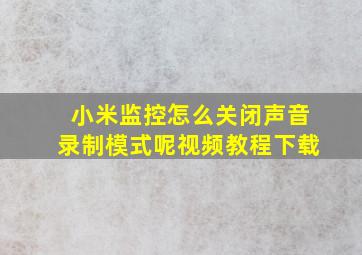 小米监控怎么关闭声音录制模式呢视频教程下载