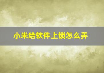 小米给软件上锁怎么弄