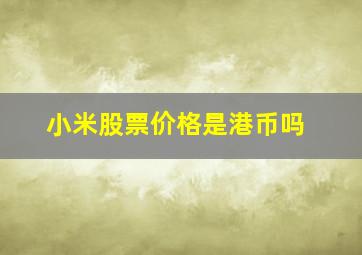 小米股票价格是港币吗