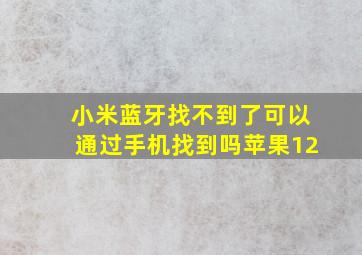 小米蓝牙找不到了可以通过手机找到吗苹果12