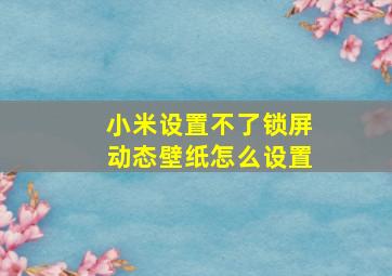 小米设置不了锁屏动态壁纸怎么设置