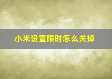 小米设置限时怎么关掉