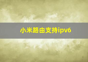 小米路由支持ipv6