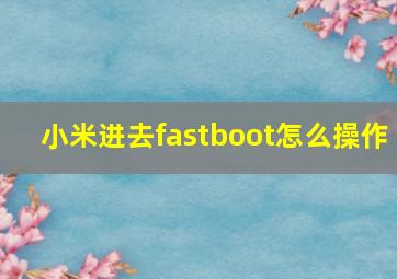 小米进去fastboot怎么操作