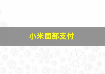 小米面部支付