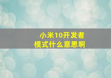 小米10开发者模式什么意思啊