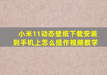 小米11动态壁纸下载安装到手机上怎么操作视频教学