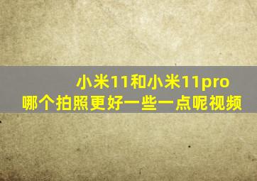 小米11和小米11pro哪个拍照更好一些一点呢视频