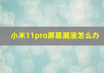 小米11pro屏幕漏液怎么办