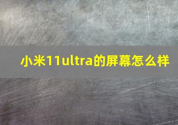 小米11ultra的屏幕怎么样