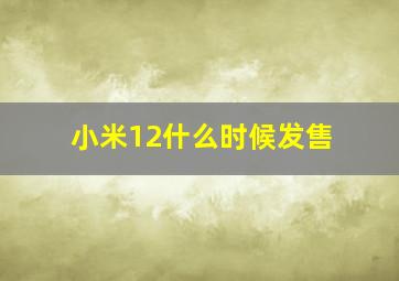 小米12什么时候发售