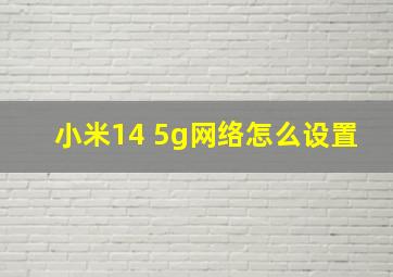 小米14 5g网络怎么设置