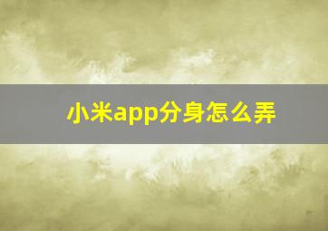 小米app分身怎么弄