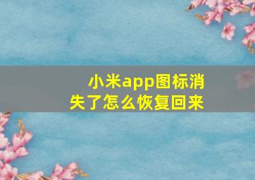 小米app图标消失了怎么恢复回来