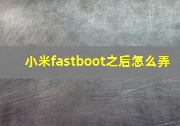 小米fastboot之后怎么弄