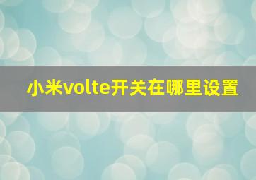 小米volte开关在哪里设置