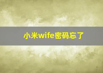 小米wife密码忘了