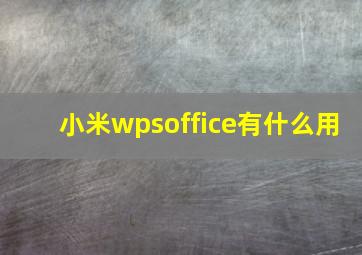 小米wpsoffice有什么用