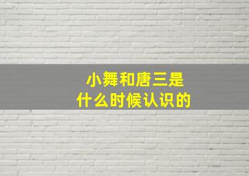 小舞和唐三是什么时候认识的